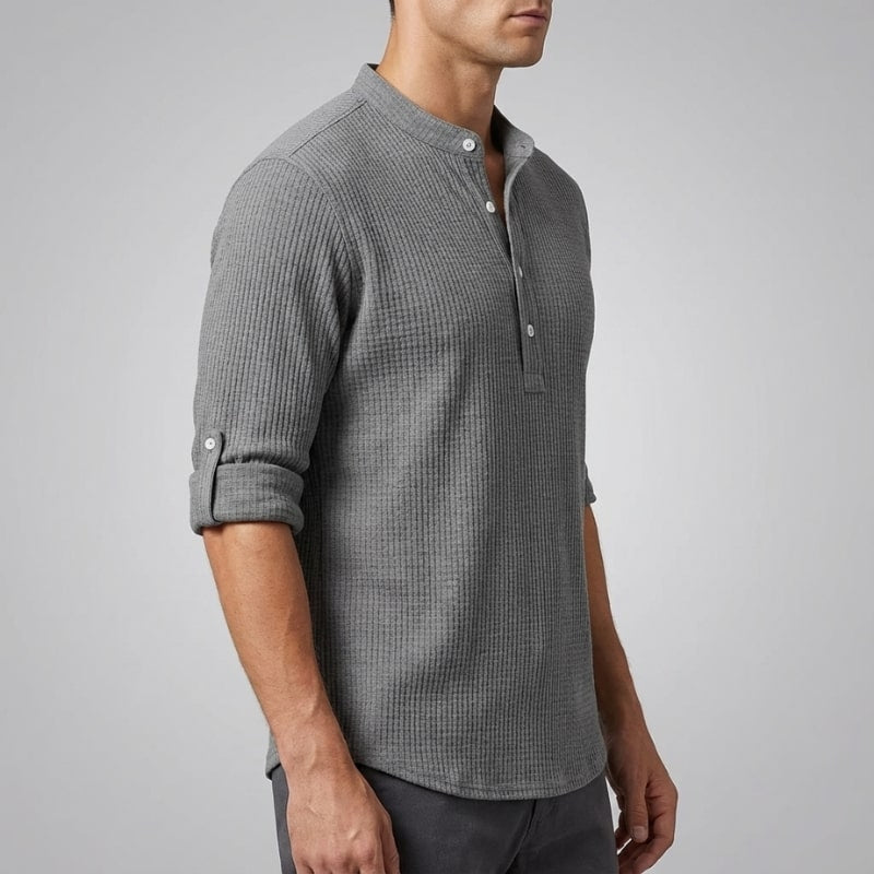 Mason Men’s Shirt – Cotton Linen Henley Shirt