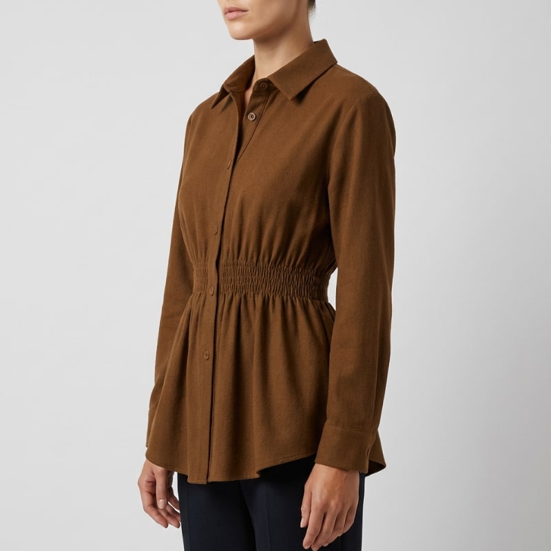 Lumiera Women’s Button-Up Shirt – Soft Woven Fabric with Defined Waist Fit