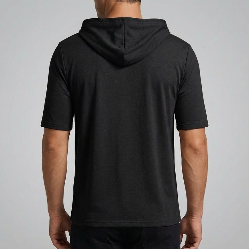 Ameer Men’s Hooded Shirt – Stretch-Knit Cotton with Asymmetrical Hem