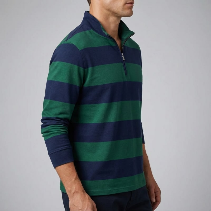 Roven Men’s Quarter-Zip Sweater – Medium-Weight Cotton Knit Pullover