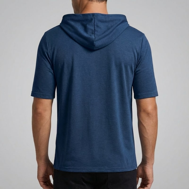 Ameer Men’s Hooded Shirt – Stretch-Knit Cotton with Asymmetrical Hem