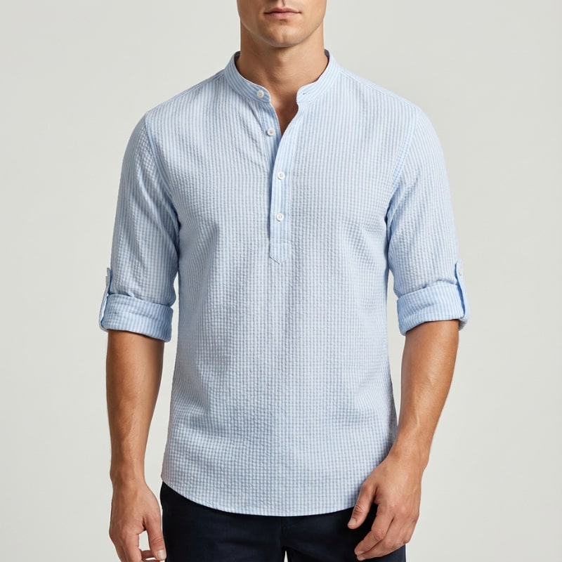 Mason Men’s Shirt – Cotton Linen Henley Shirt