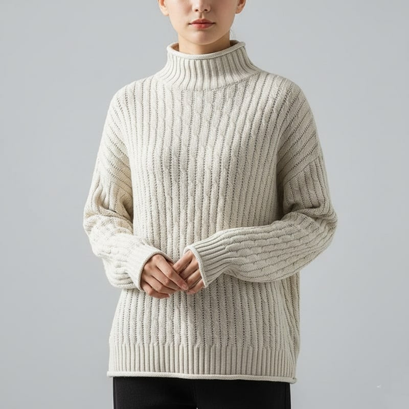 Eleine Women’s Cashmere Knit Pullover – Relaxed Drop-Shoulder Sweater