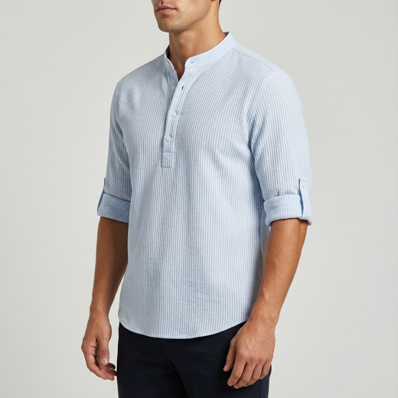 Mason Men’s Shirt – Cotton Linen Henley Shirt