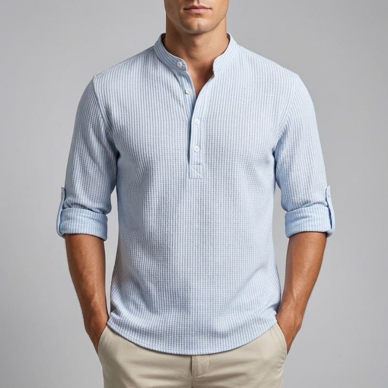 Mason Men’s Shirt – Cotton Linen Henley Shirt