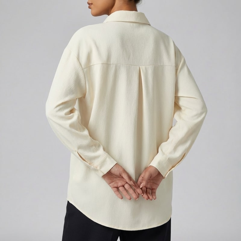 Lumiera Women’s Button-Up Shirt – Soft Woven Fabric with Defined Waist Fit