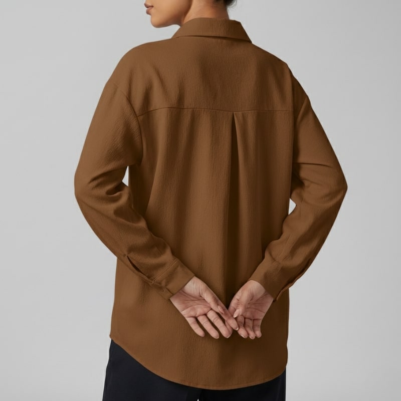 Lumiera Women’s Button-Up Shirt – Soft Woven Fabric with Defined Waist Fit