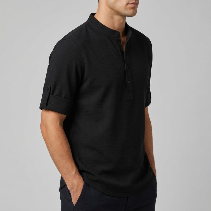 Mason Men’s Shirt – Cotton Linen Henley Shirt
