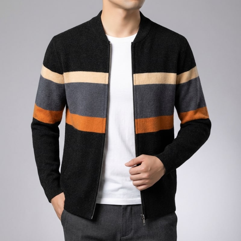 Isaac Men’s Zip Up Jacket – Soft Knit Lightweight Jacket
