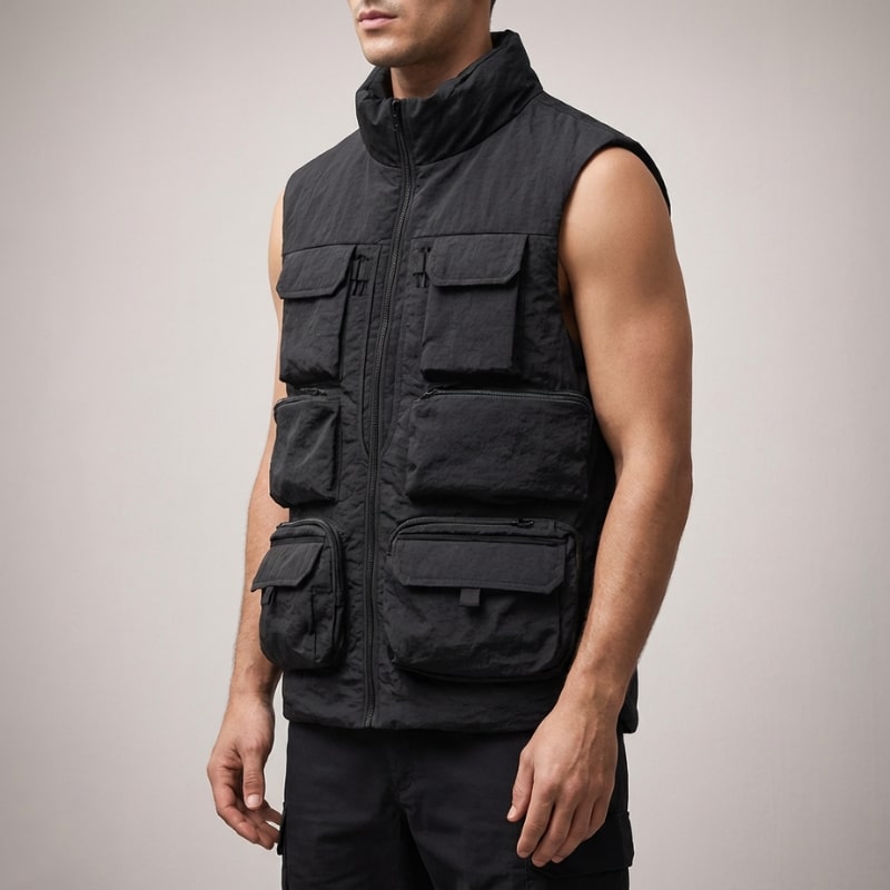 Arnel Men’s Vest – Zip Front Multi-Pocket Lightweight Layering Utility Vest