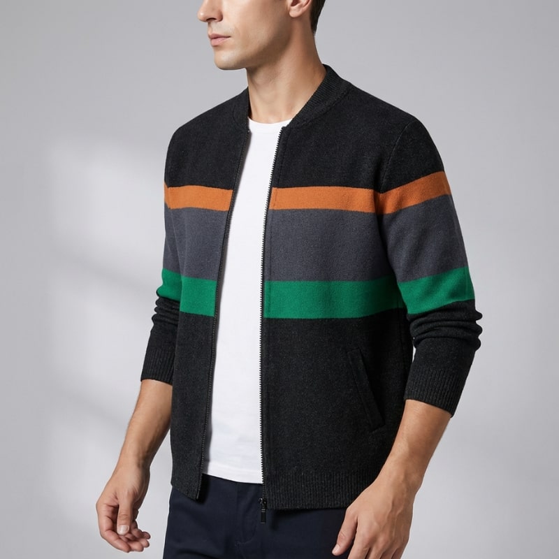 Isaac Men’s Zip Up Jacket – Soft Knit Lightweight Jacket