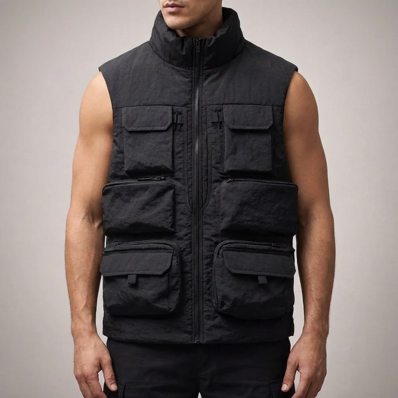 Arnel Men’s Vest – Zip Front Multi-Pocket Lightweight Layering Utility Vest