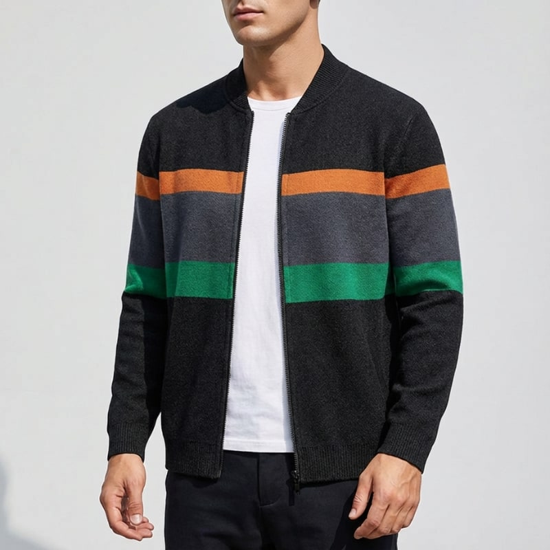 Isaac Men’s Zip Up Jacket – Soft Knit Lightweight Jacket