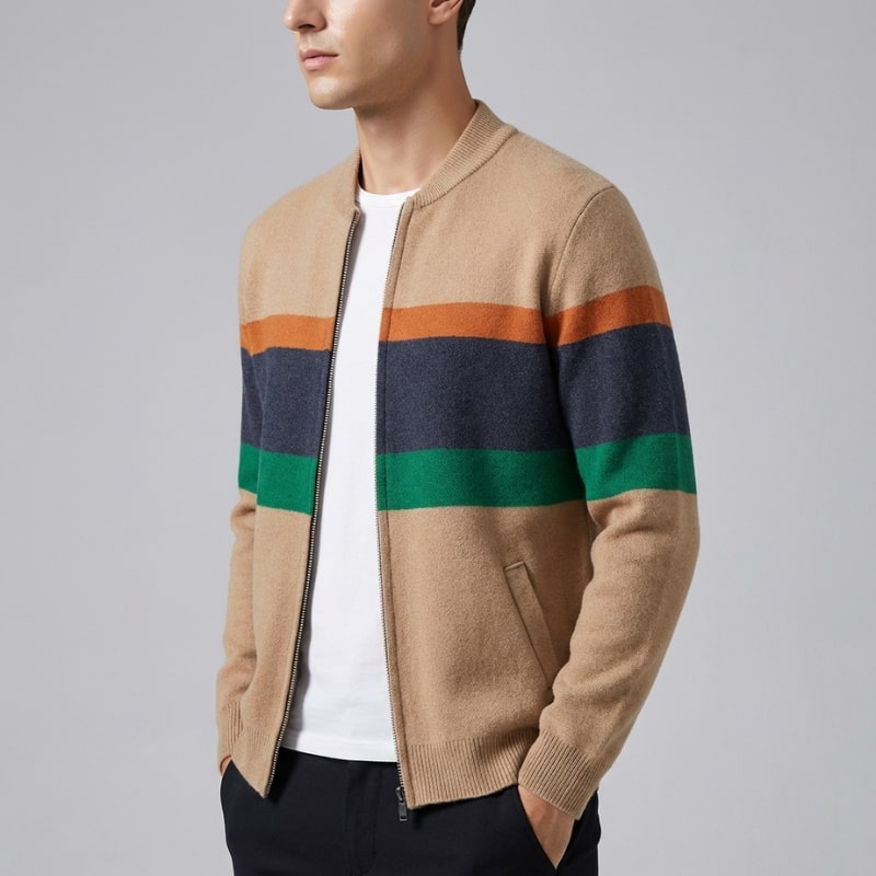 Isaac Men’s Zip Up Jacket – Soft Knit Lightweight Jacket