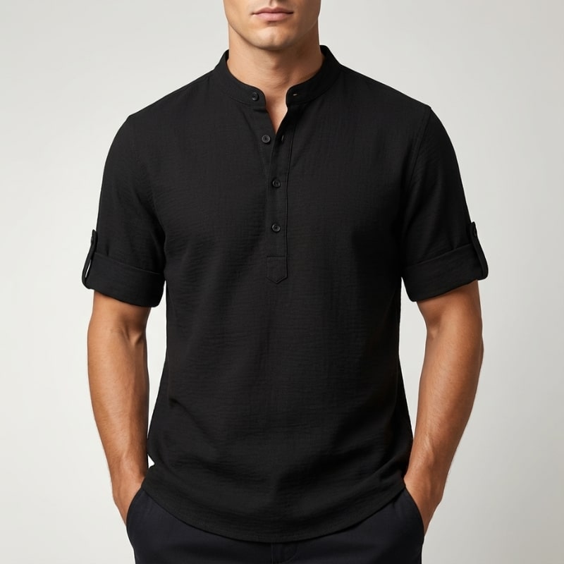 Mason Men’s Shirt – Cotton Linen Henley Shirt