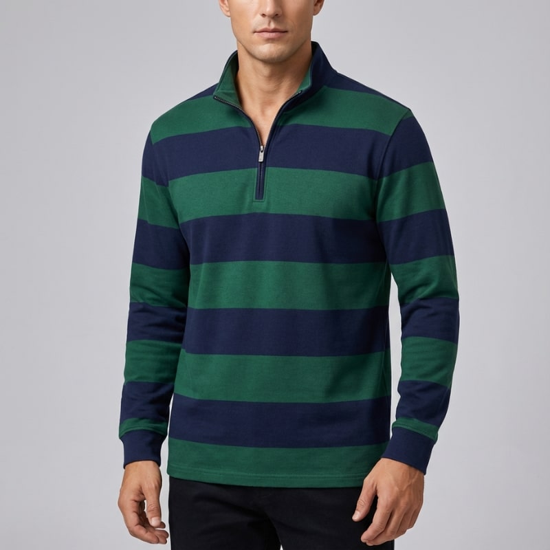 Roven Men’s Quarter-Zip Sweater – Medium-Weight Cotton Knit Pullover