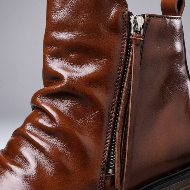 Hudson Men’s Leather Boots – Handcrafted Italian Leather with Cushioned Sole