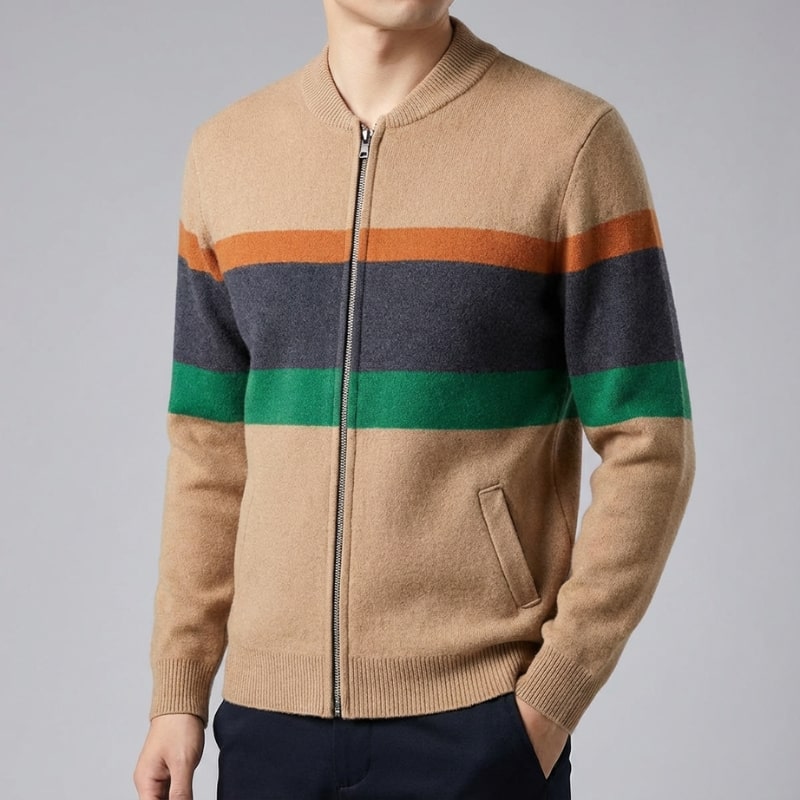 Isaac Men’s Zip Up Jacket – Soft Knit Lightweight Jacket