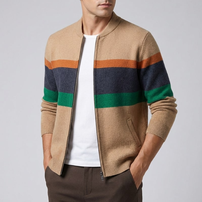 Isaac Men’s Zip Up Jacket – Soft Knit Lightweight Jacket