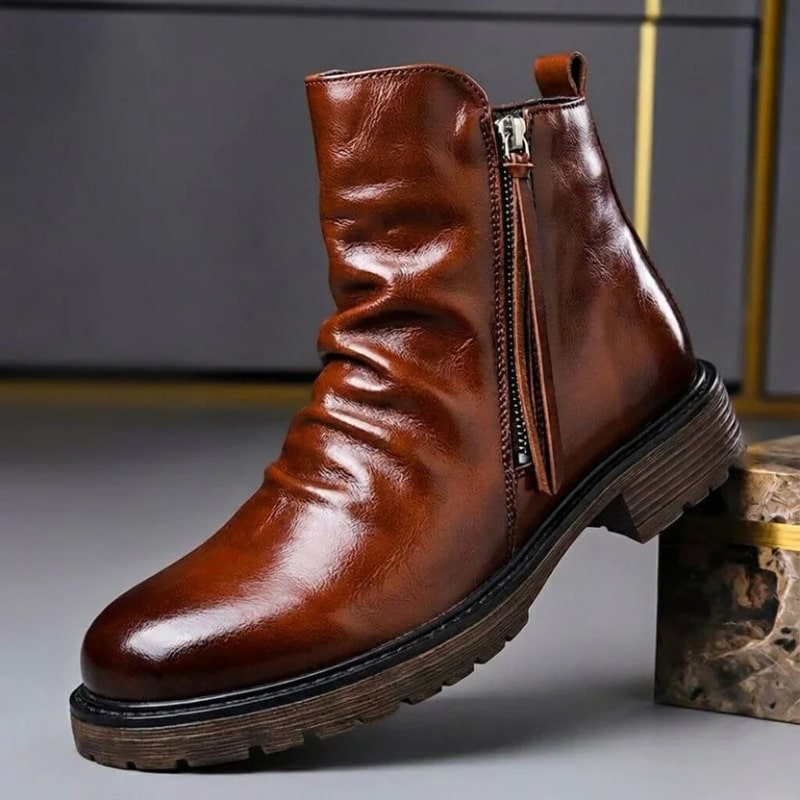 Hudson Men’s Leather Boots – Handcrafted Italian Leather with Cushioned Sole