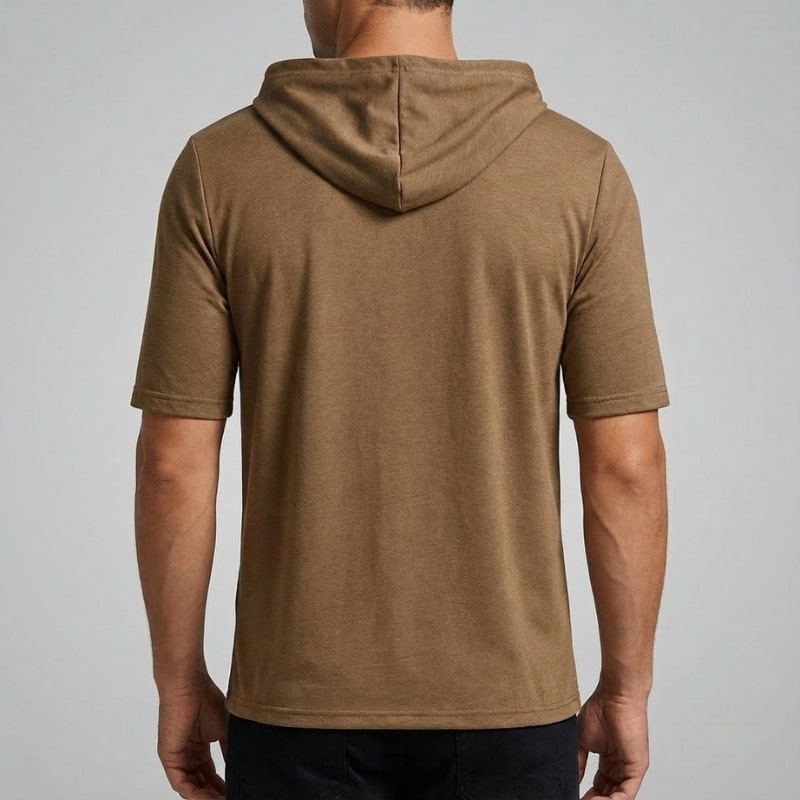Ameer Men’s Hooded Shirt – Stretch-Knit Cotton with Asymmetrical Hem