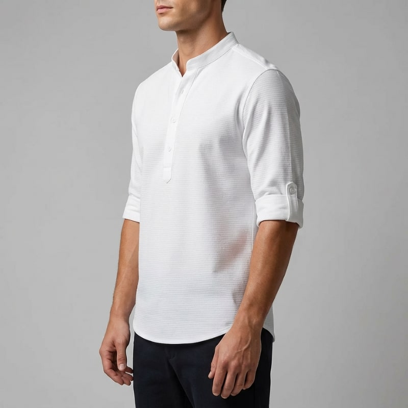 Mason Men’s Shirt – Cotton Linen Henley Shirt