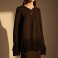 Carina Women’s Cardigan – Fringe Style Structured Knit Cardigan