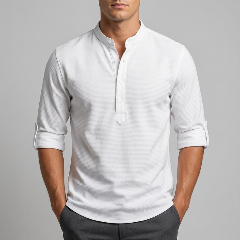 Mason Men’s Shirt – Cotton Linen Henley Shirt