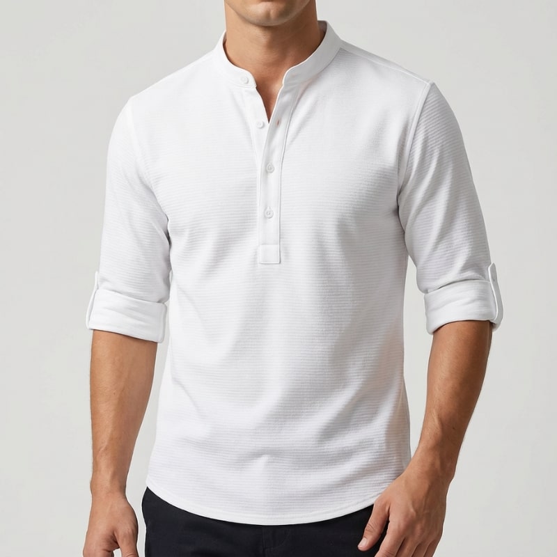 Mason Men’s Shirt – Cotton Linen Henley Shirt