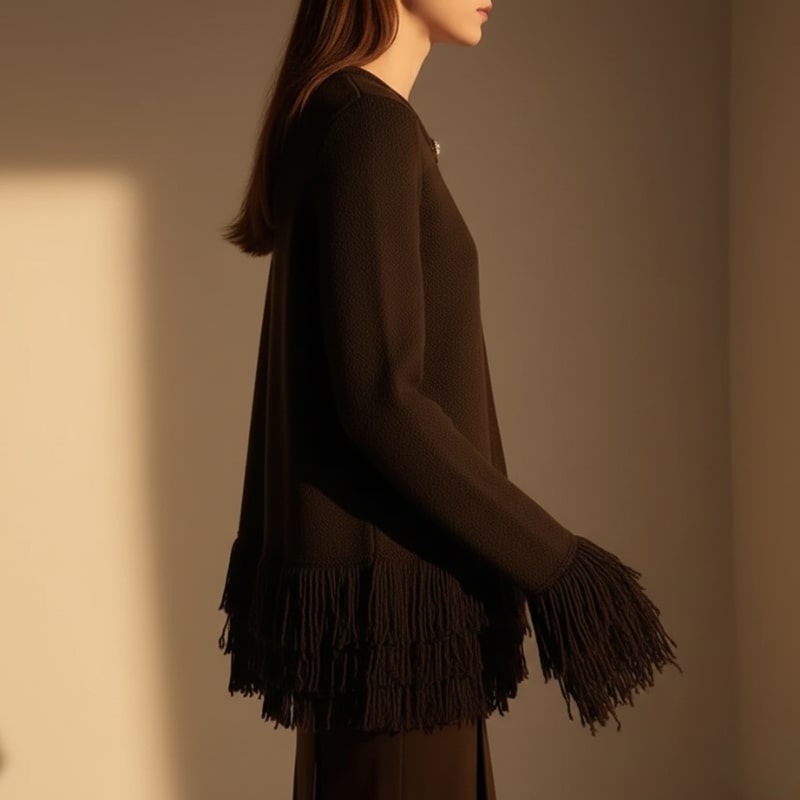 Carina Women’s Cardigan – Fringe Style Structured Knit Cardigan