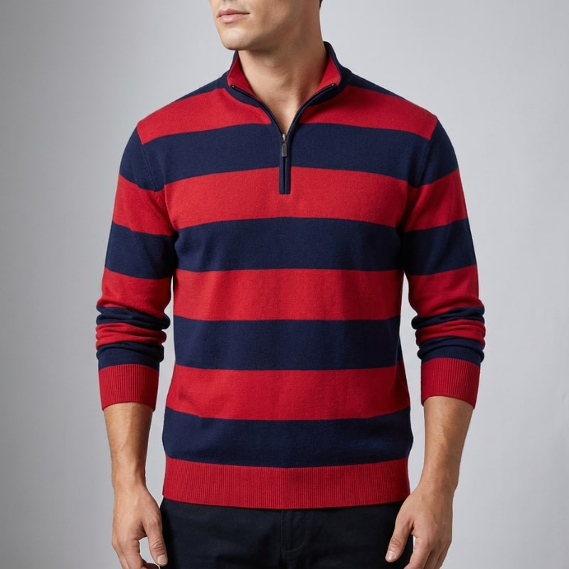 Roven Men’s Quarter-Zip Sweater – Medium-Weight Cotton Knit Pullover
