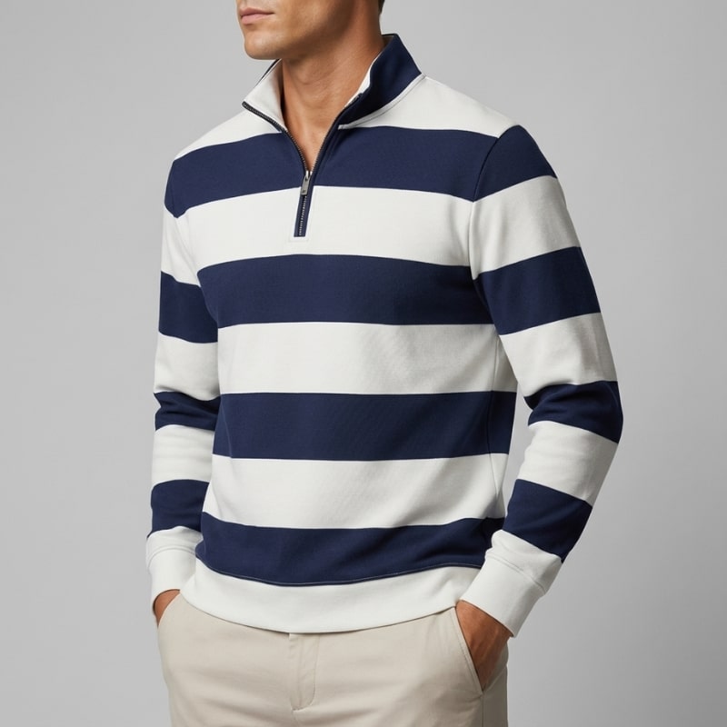 Roven Men’s Quarter-Zip Sweater – Medium-Weight Cotton Knit Pullover