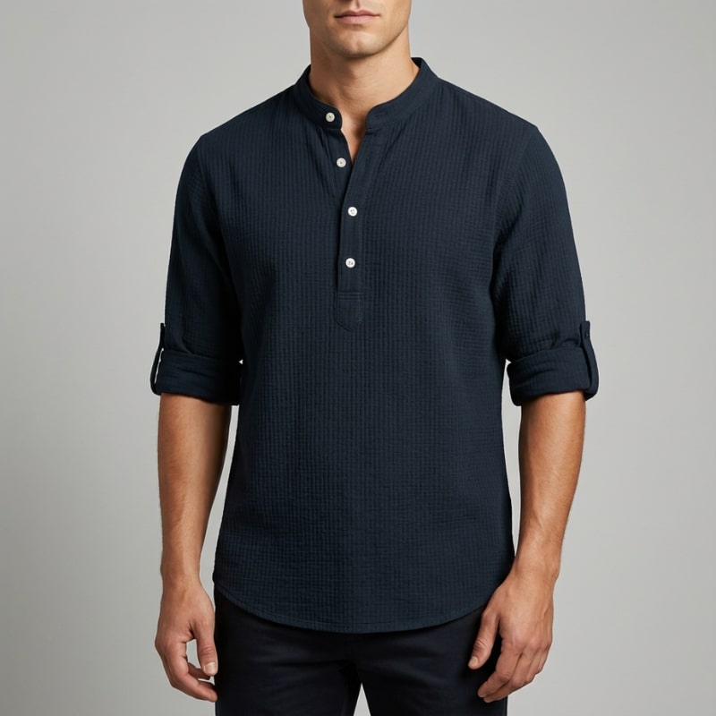 Mason Men’s Shirt – Cotton Linen Henley Shirt