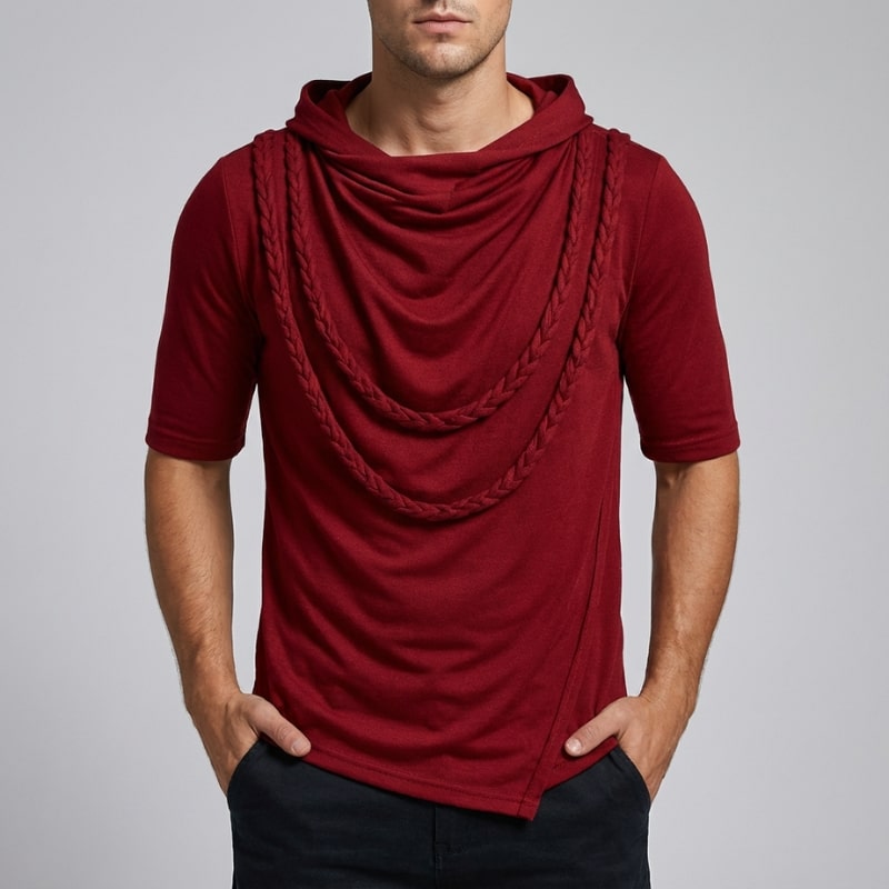 Ameer Men’s Hooded Shirt – Stretch-Knit Cotton with Asymmetrical Hem
