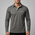 Darian Men’s Long Sleeve Polo – Slim Fit with Checked Collar Accents