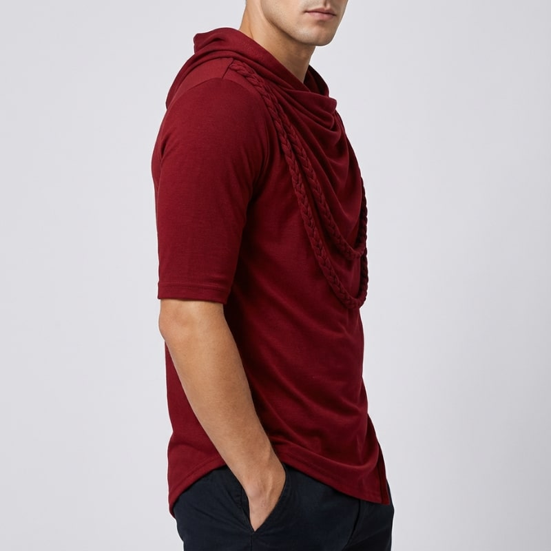 Ameer Men’s Hooded Shirt – Stretch-Knit Cotton with Asymmetrical Hem