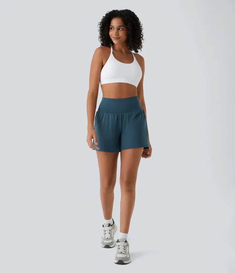 Sienna Performance Pocket Shorts – High-Waist Yoga Shorts with Coverage & Storage