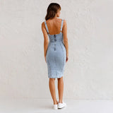 Napa Allure Side-Slit Denim Dress