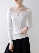 Ember Silver Accent Mesh Knit Blouse