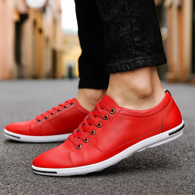 Jestony Men’s Casual Shoes – Cushioned Comfort Rubber Sole Genuine Leather Sneakers