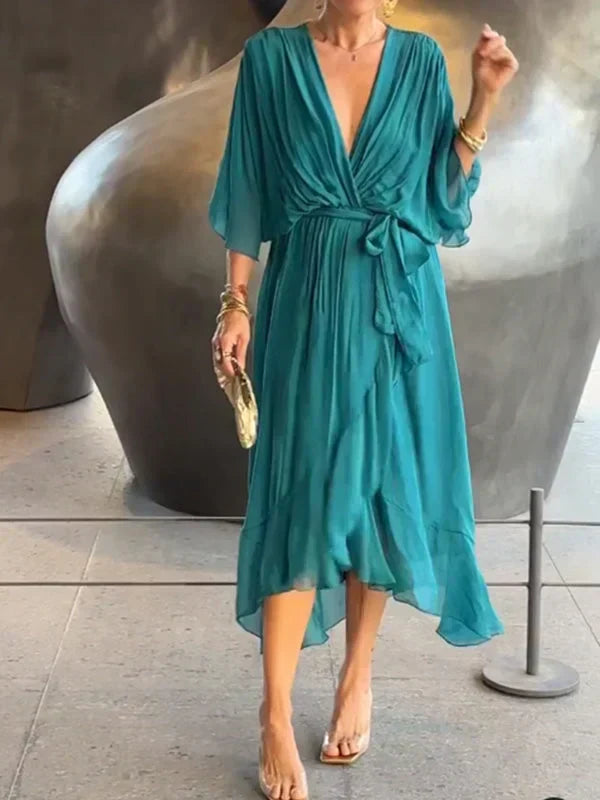 Madison V-Neck Chiffon Maxi Dress