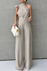 Leona One‑Shoulder Co‑ord Set – Ruffled Top & Straight‑Leg Pants for Summer Styling