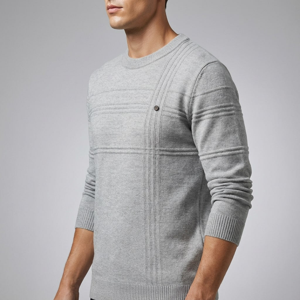 Bradford Men’s Cotton Sweater – Midweight Crew Neck Jumper with Tailored Fit