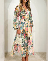 Celeste Floral V‑Neck Dress – Elegant Floral V‑Neck Dress with Flowing Silhouette