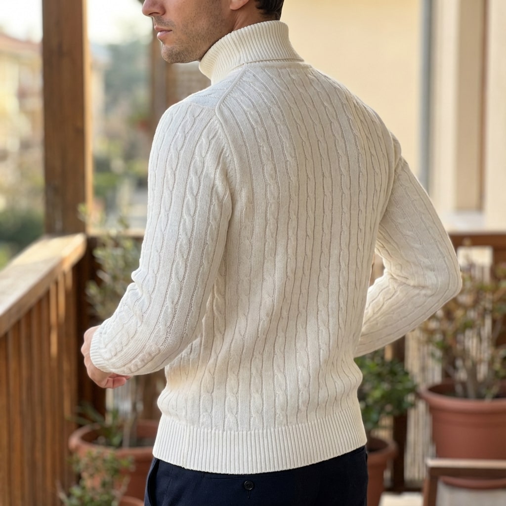 Arthur Men’s Turtleneck Sweater – Cable Knit Jumper