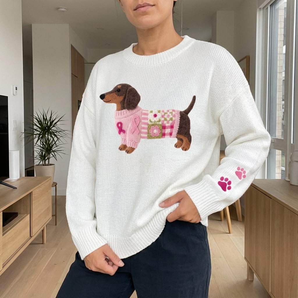 Daphne Women’s Sweater – Dachshund Design Jumper