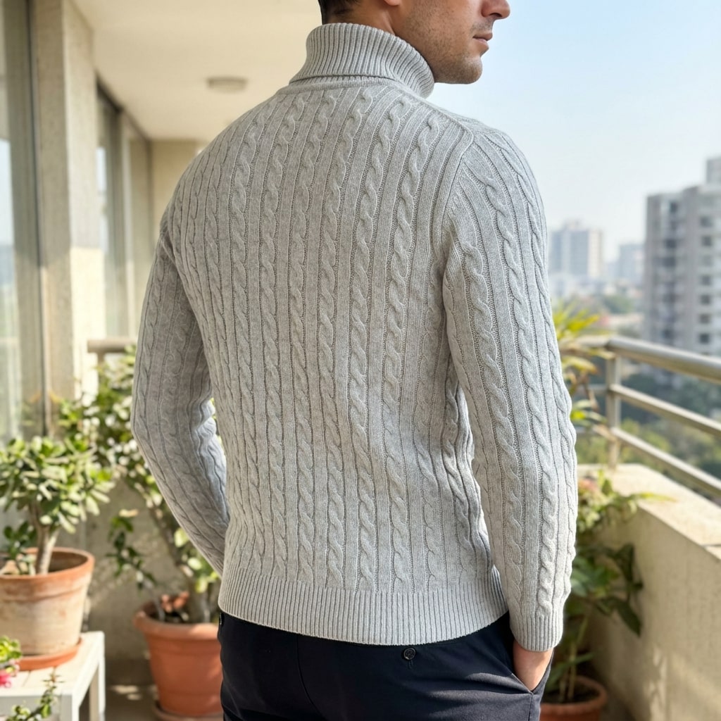 Arthur Men’s Turtleneck Sweater – Cable Knit Jumper