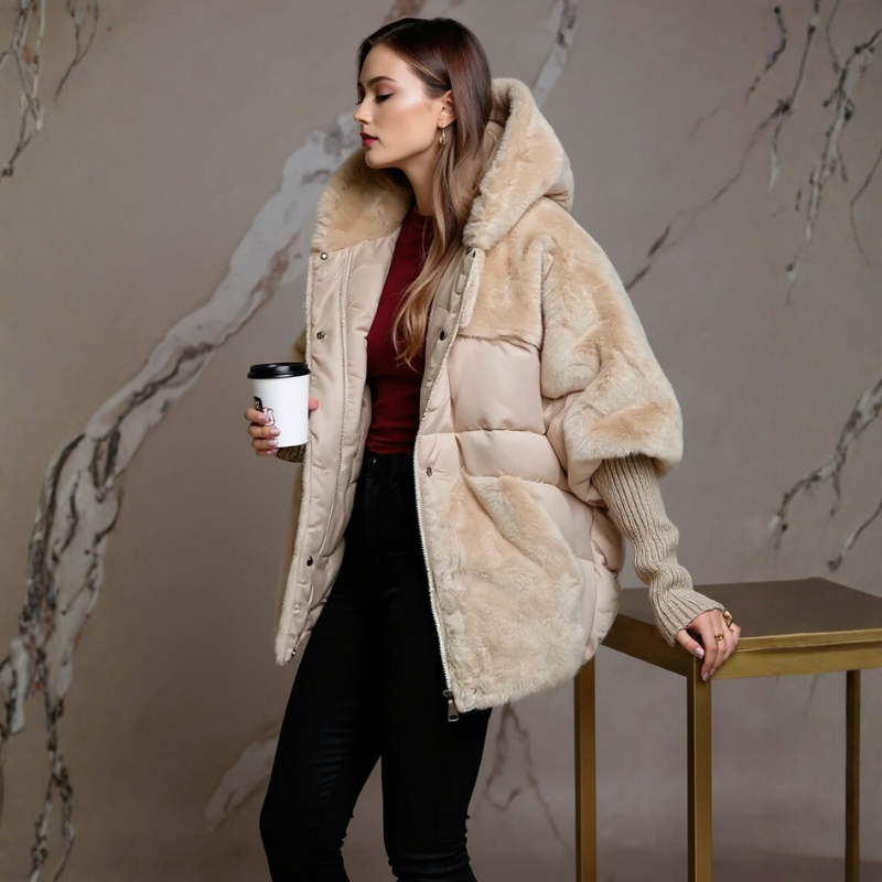Marcelline Women's Cotton-Filled Parka – Faux Fur Trim & Warm Elasticated Cuffs