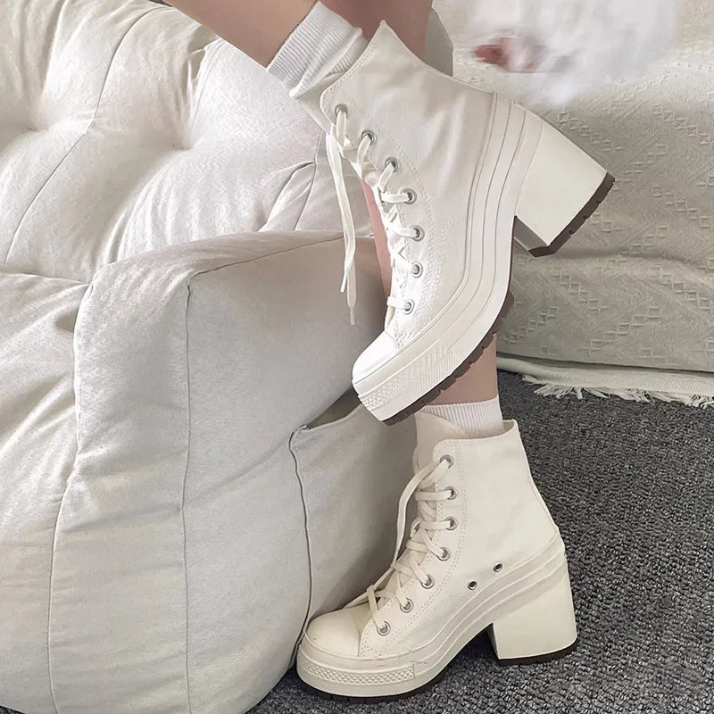 Kenneth Men’s Platform Boots – Chunky Canvas High-Top with Sculpted Heel