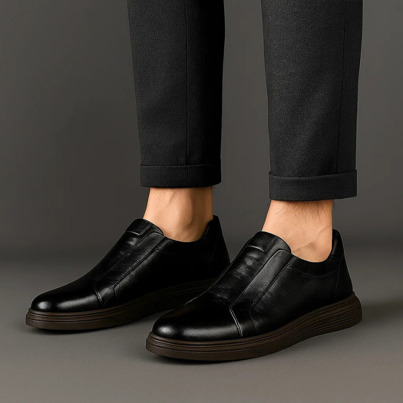 Farjan Men’s Sneakers – Lightweight Leather Slip-On Casual Shoes